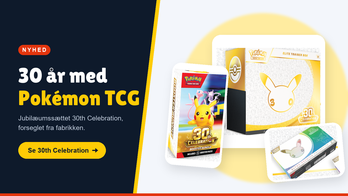 Forseglede Pokémon-kort fra 30th Celebration, jubilæumssættet for 30 år med Pokémon TCG